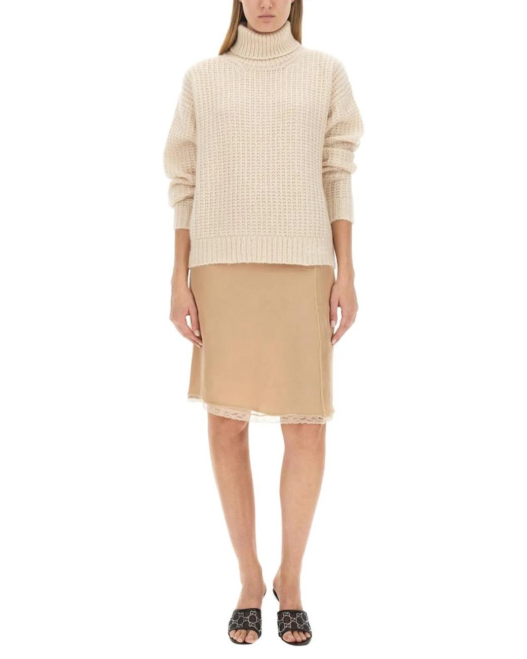 Gucci Natural Silk Chiffon Skirt