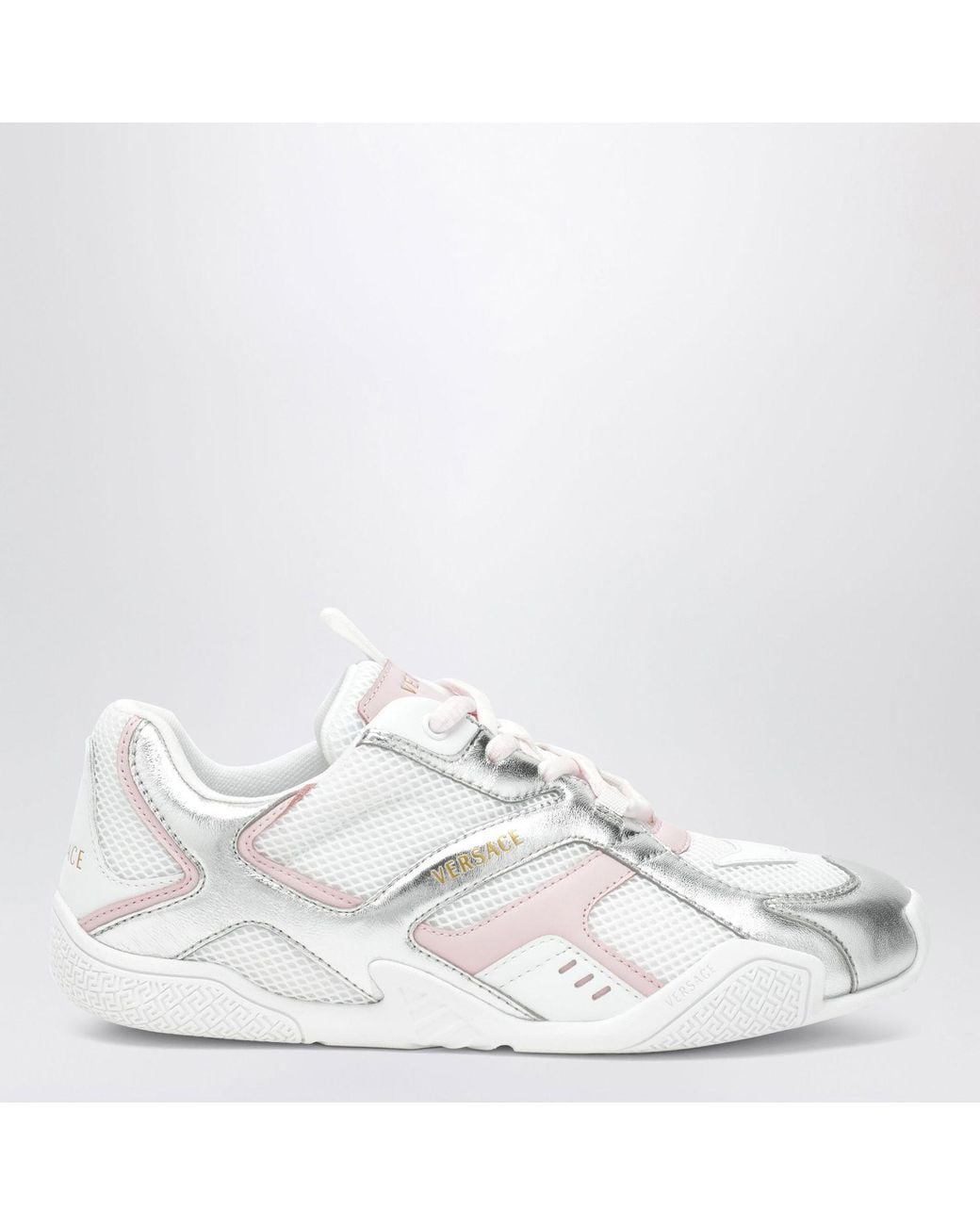 Versace White Galaxia Mesh And Leather Sneakers