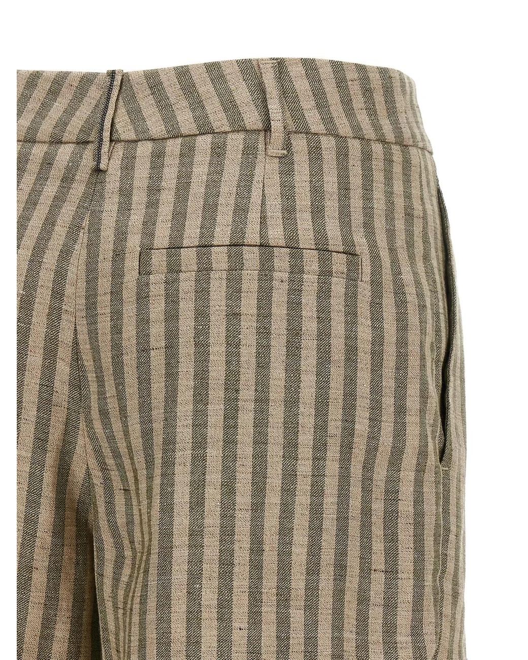 Brunello Cucinelli Natural Striped Bermuda Shorts