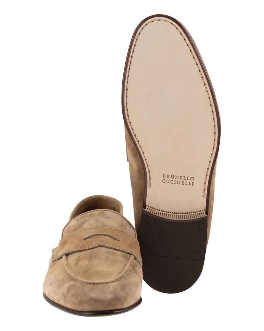 Brunello Cucinelli Brown Soft Suede Penny Loafer for men