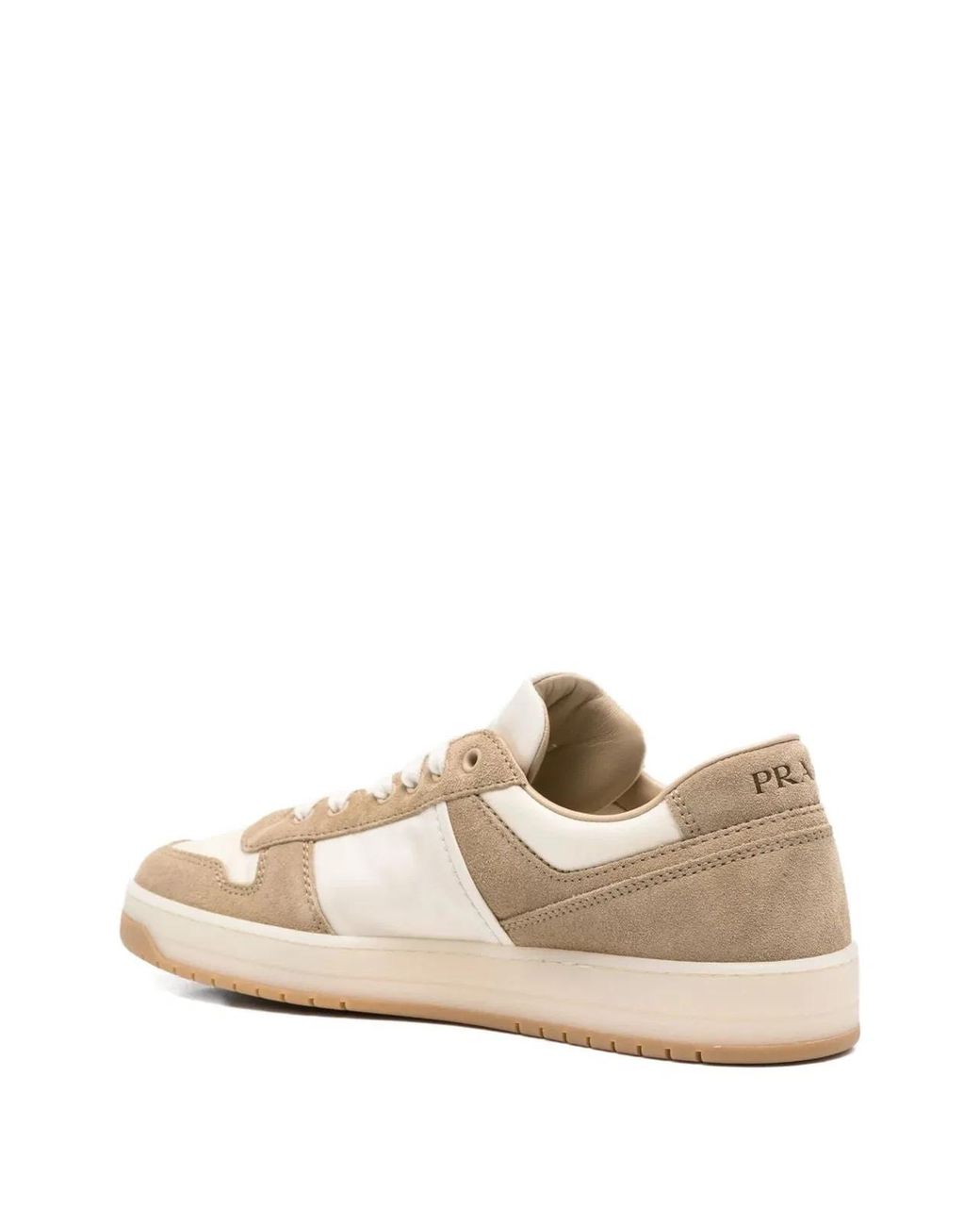 Prada Natural Downtown Re-Nylon And Suede Sneakers