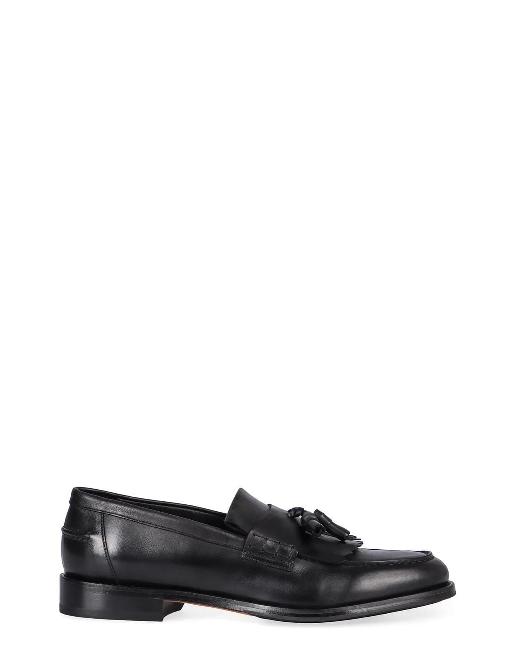 Doucal's Black Leather Moccasins for men