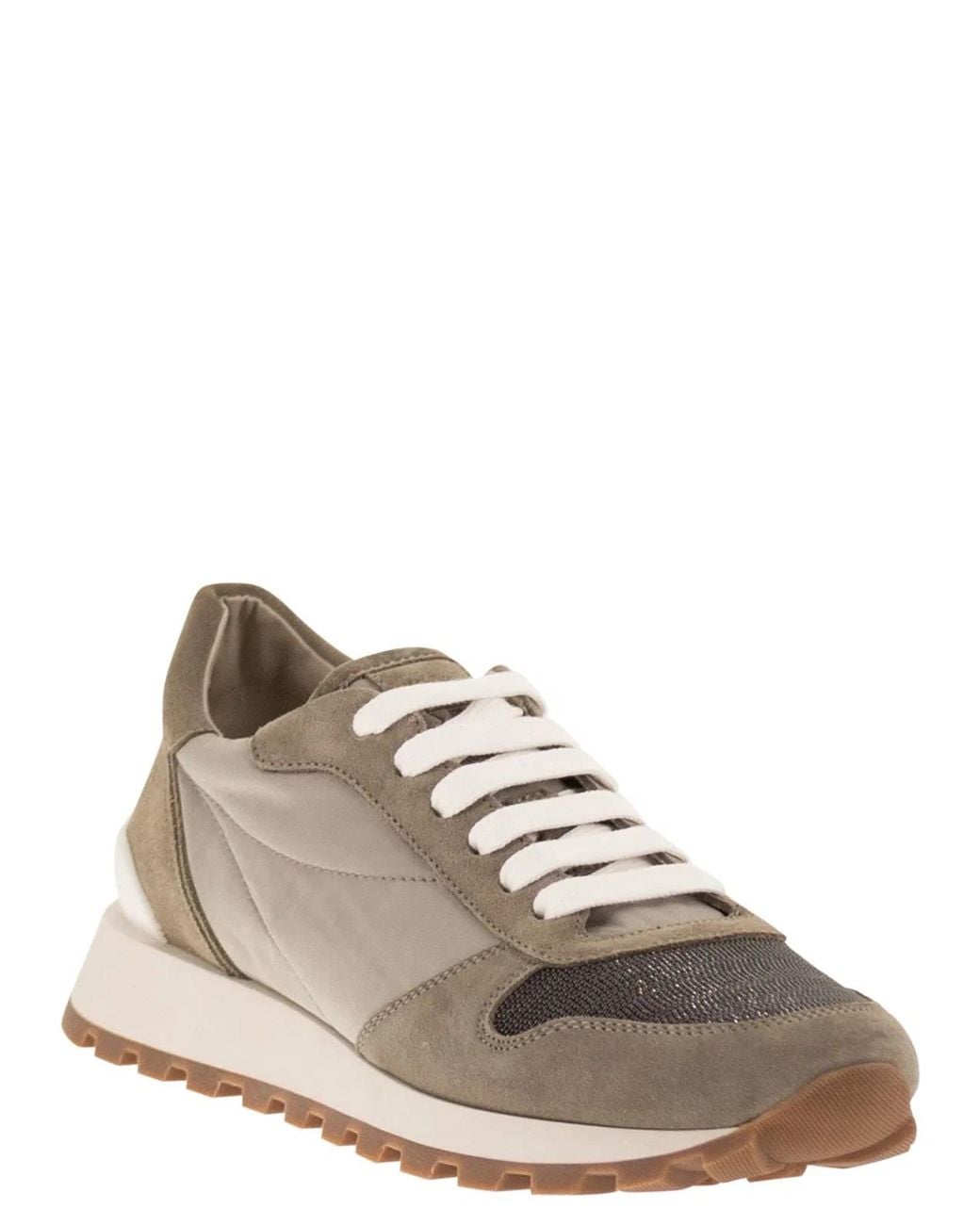 Brunello Cucinelli Natural Techno Fabric Runners With Precious Toe