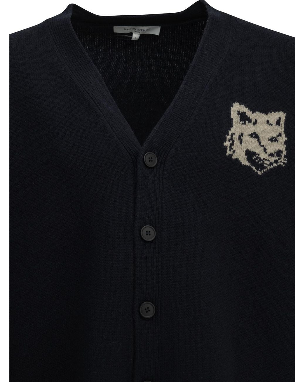 Maison Kitsuné Blue Maison Kitsuné "Fox Head" Cardigan for men