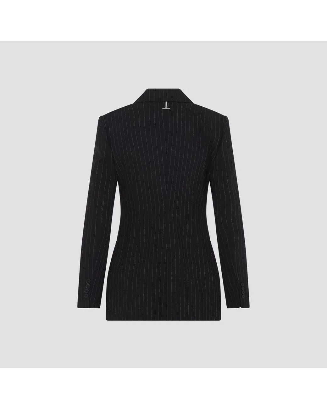 McQueen Black Pinstripe Lurex Wool Jacket