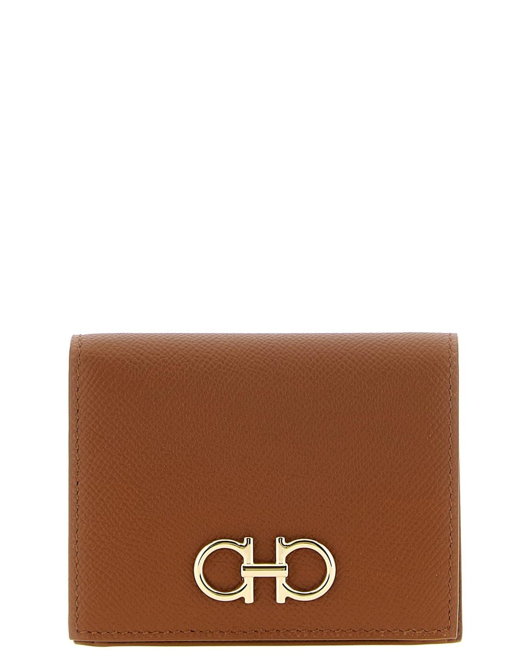 Ferragamo Brown 'Gancini' Compact Wallet