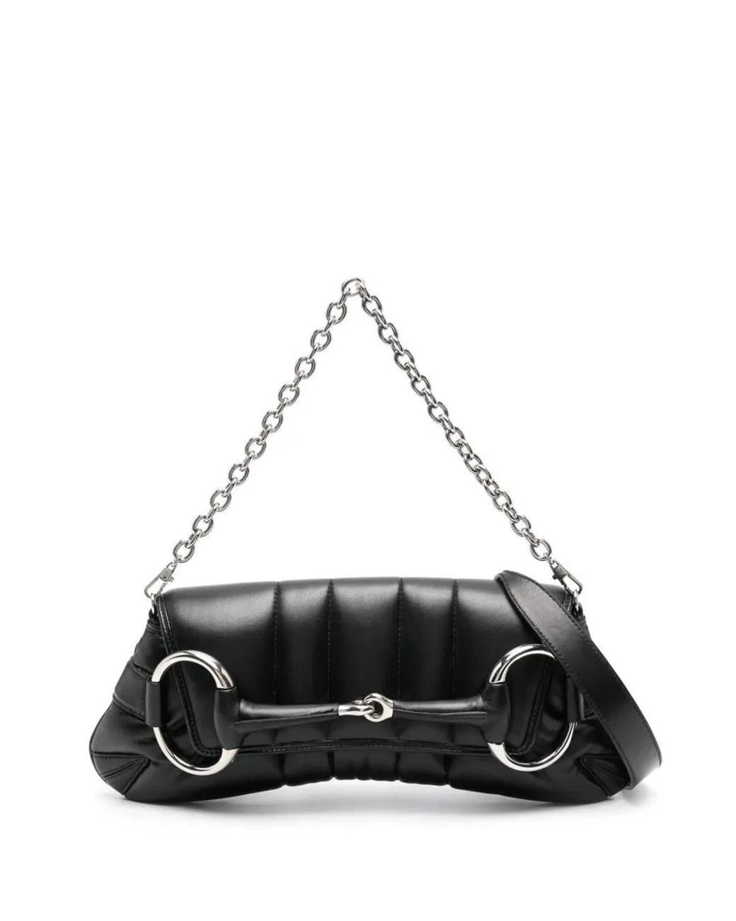Gucci Black Medium Horsebit Chain Shoulder Bag