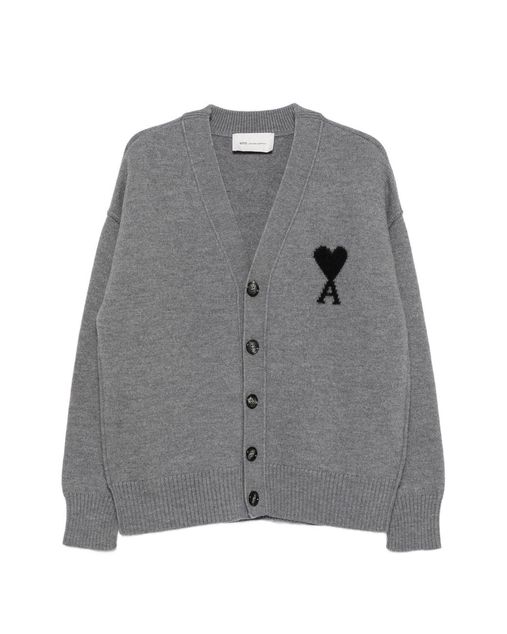 AMI Gray V Neck Cardigan Adc for men