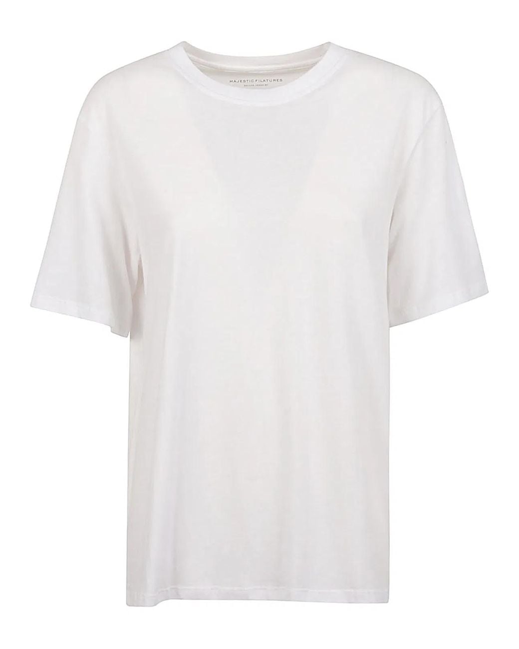 Majestic White Cotton Crewneck Top