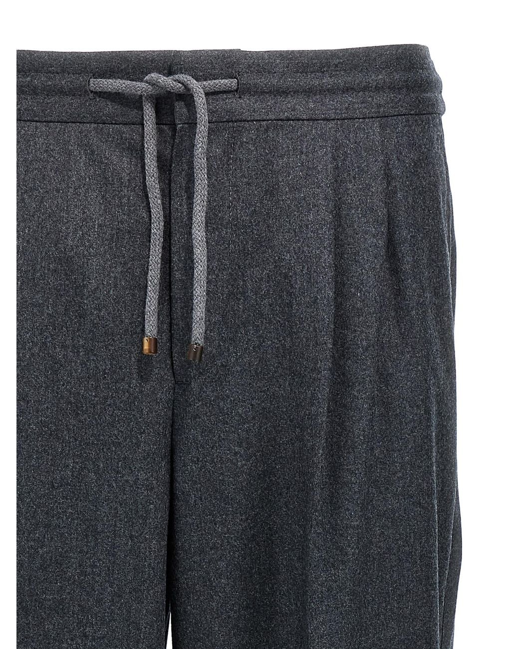 Brunello Cucinelli Gray Front Pleat Pants for men