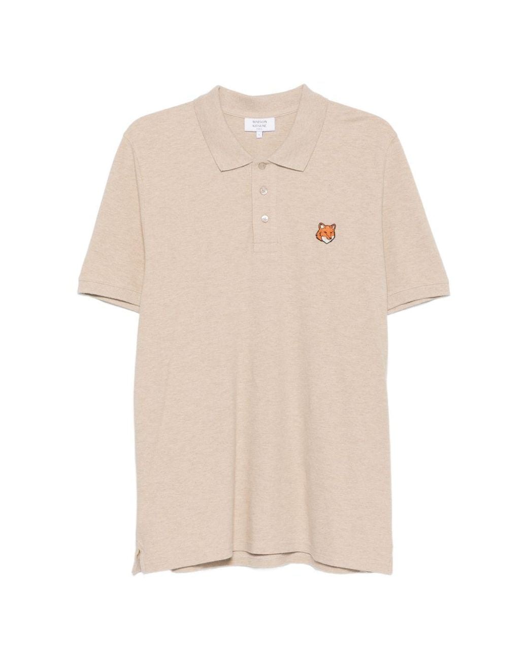 Maison Kitsuné Natural Maison Kitsuné Fox Head Cotton Polo Shirt for men