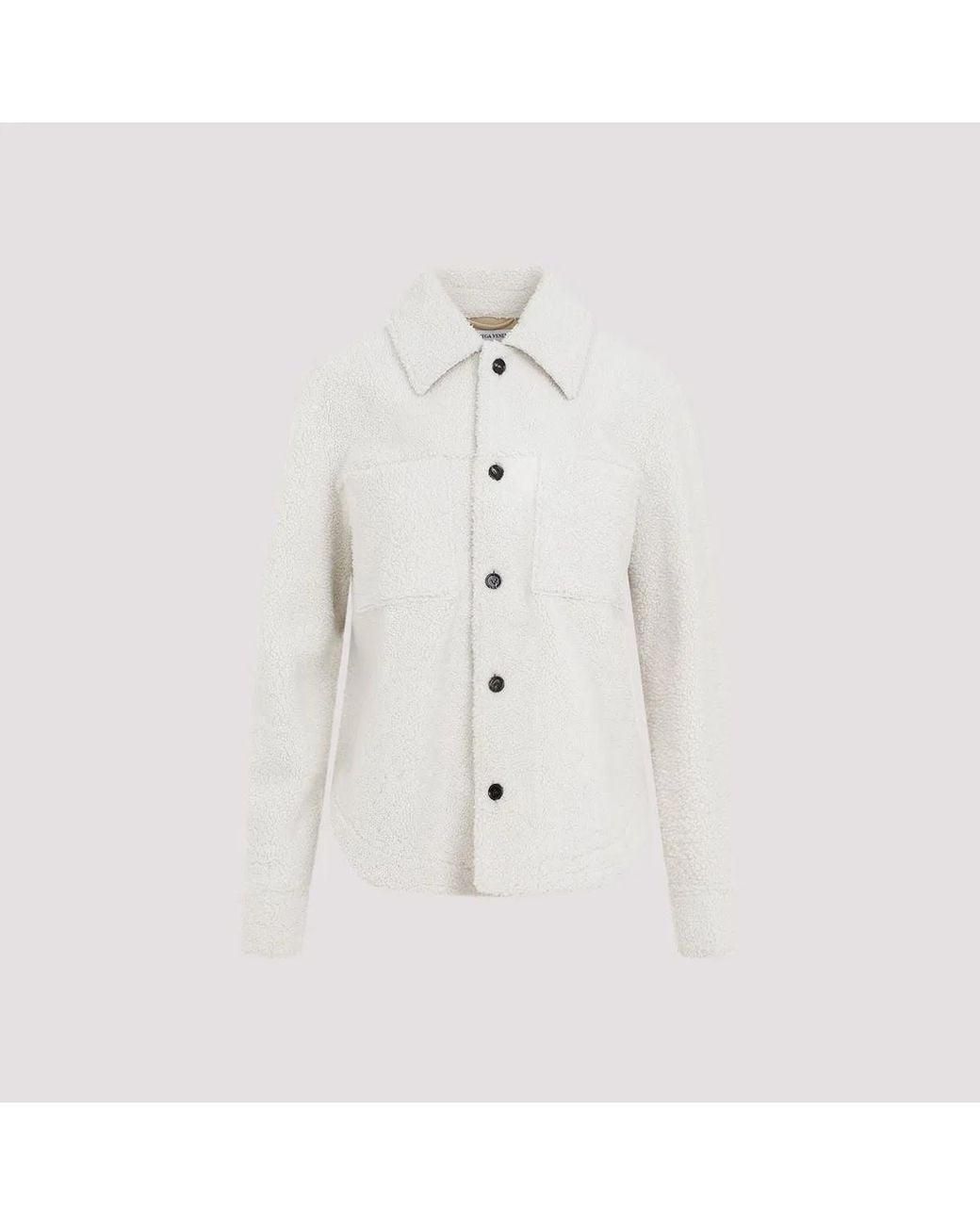 Bottega Veneta White Chalk Shearling Oversize Shirt