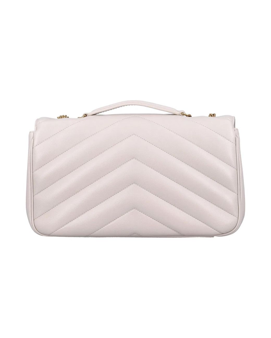 Saint Laurent Natural Loulou Medium Chevron-Quilted Lambskin Bag