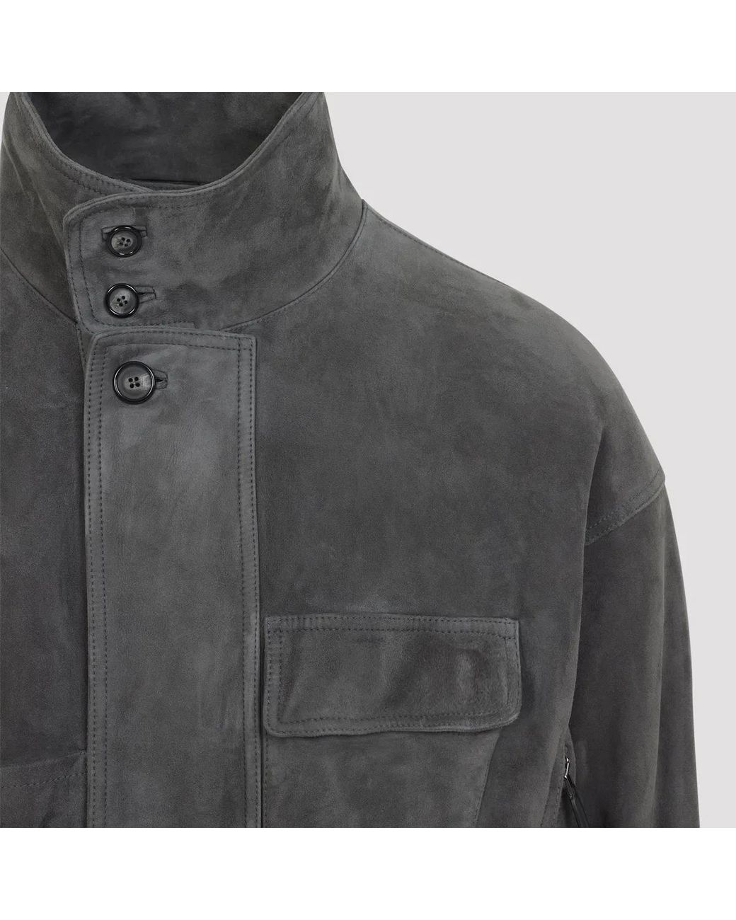 Giorgio Armani Gray Gunmetal Suede Blouson Jacket for men