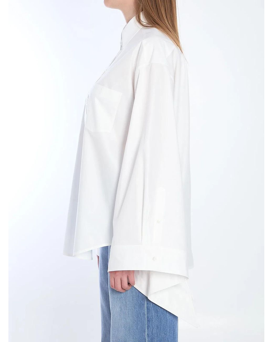 Balenciaga White Tied Cuffs Blouse