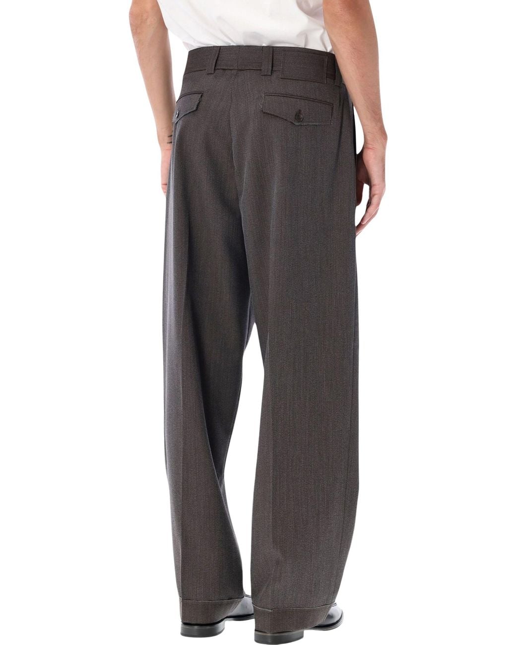 mfpen Gray Patch Wool Trousers for men