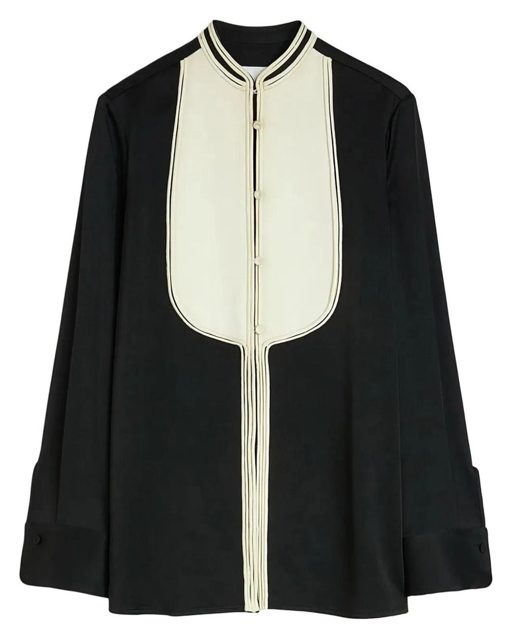 Jil Sander Black Camisa Larga Pechera Contraste Shirt