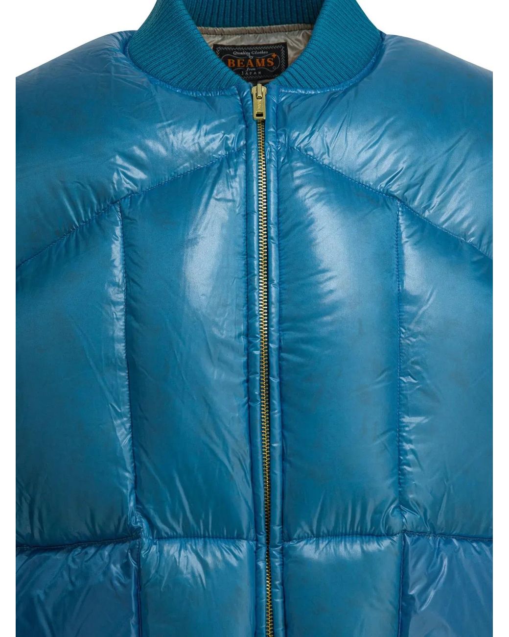 Beams Plus Blue Nylon Down Jacket for men