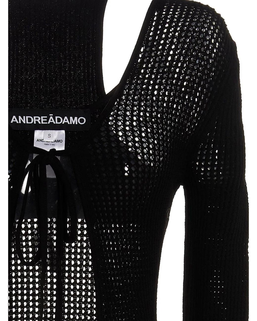 ANDREADAMO Black Openwork Long Cardigan