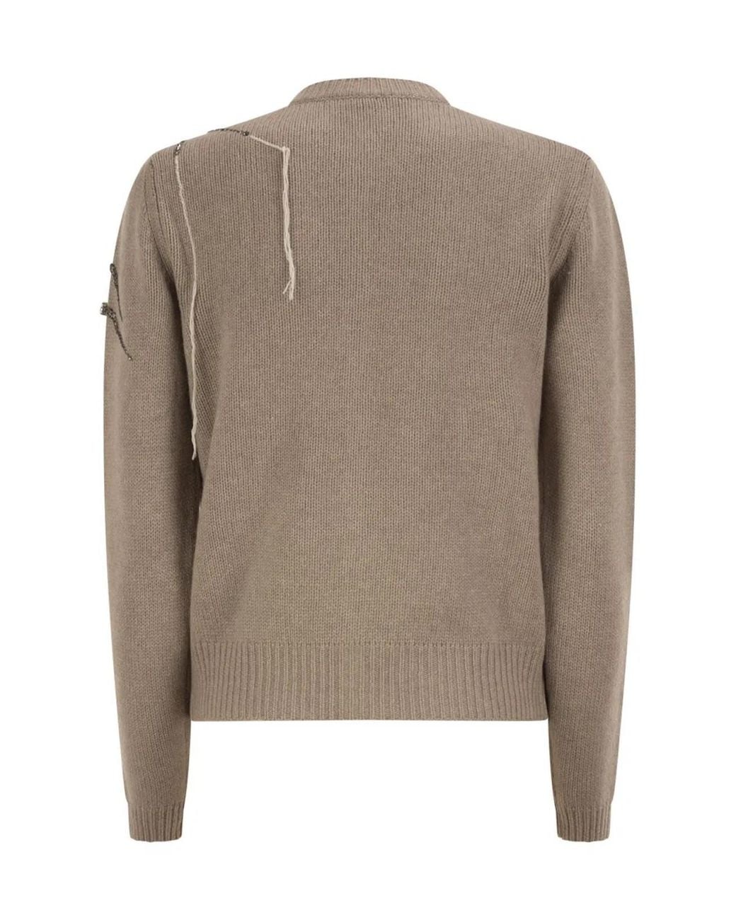Fabiana Filippi Brown Virgin Wool, Silk And Cashmere Cardigan With Jewel Embroidery