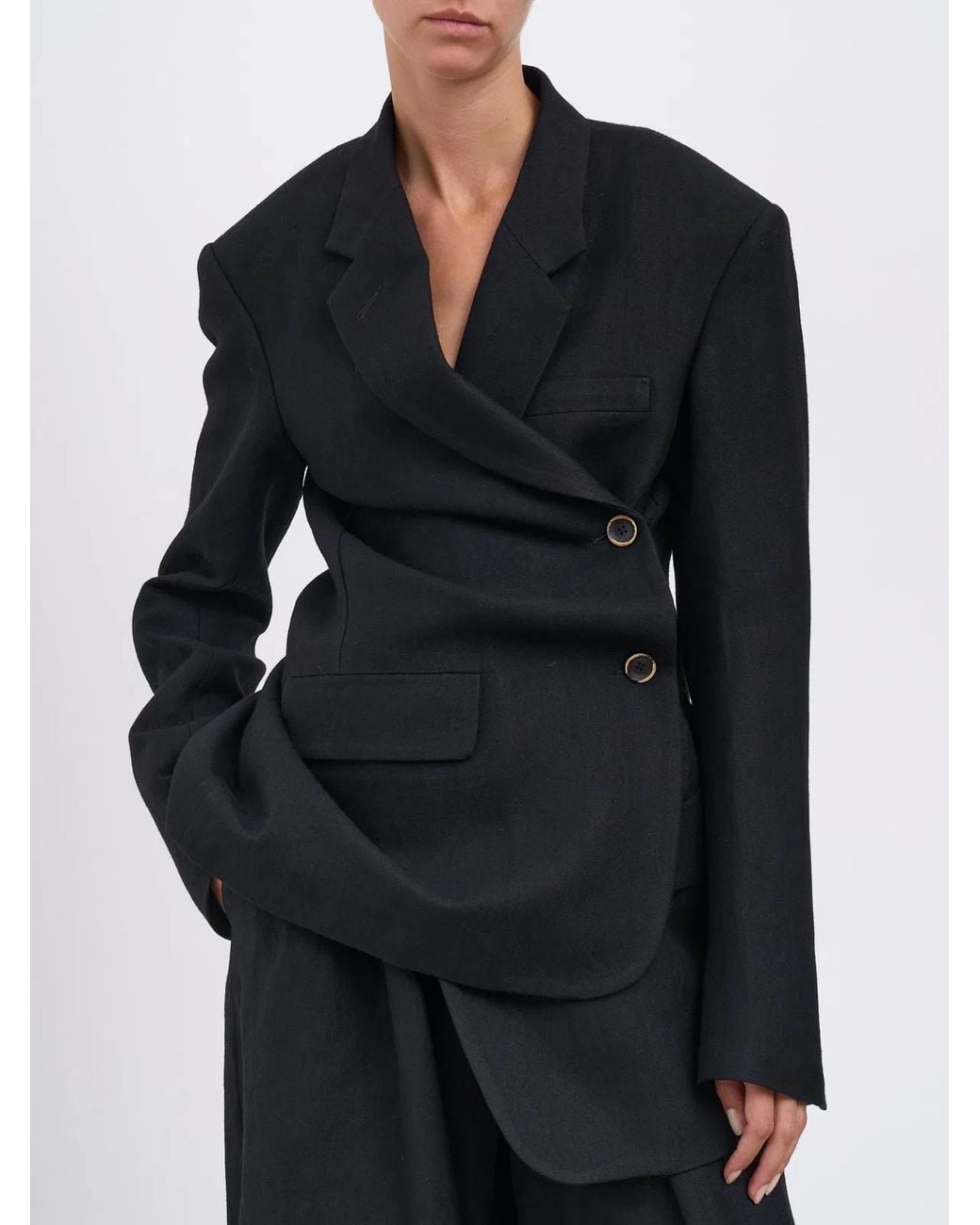 Uma Wang Black Kava Wool And Linen Jacket