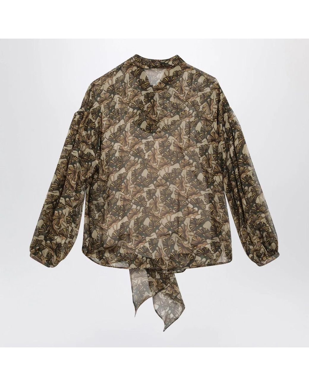 Max Mara Multicolor Printed Silk Chiffon Blouse