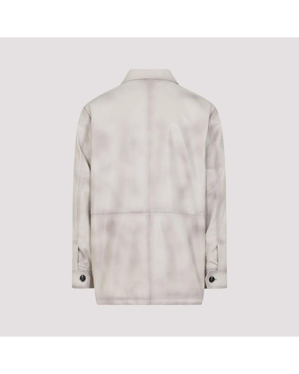 Kiton Gray Lamb Leather Jacket for men