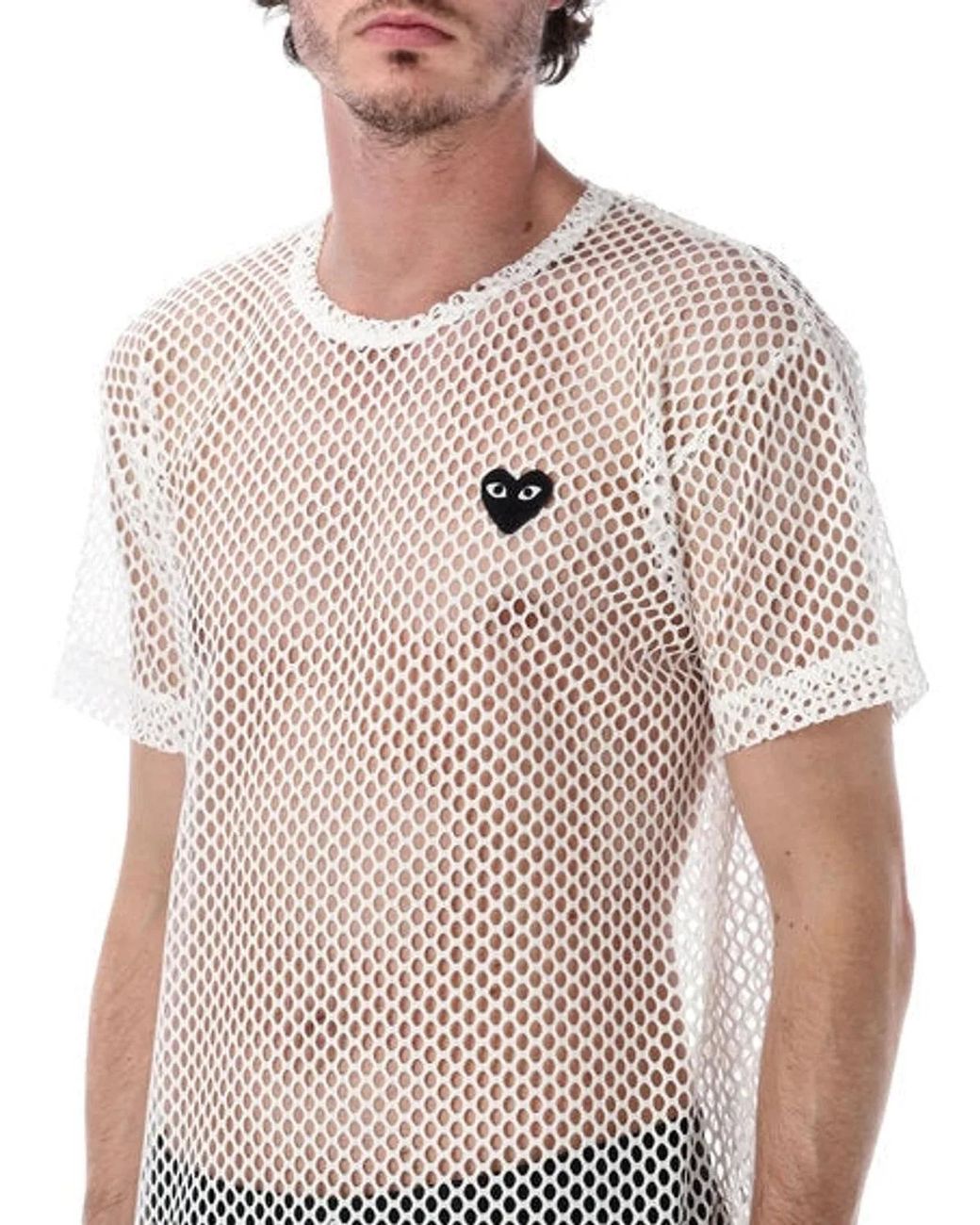 COMME DES GARÇONS PLAY Gray Mesh T-Shirt for men