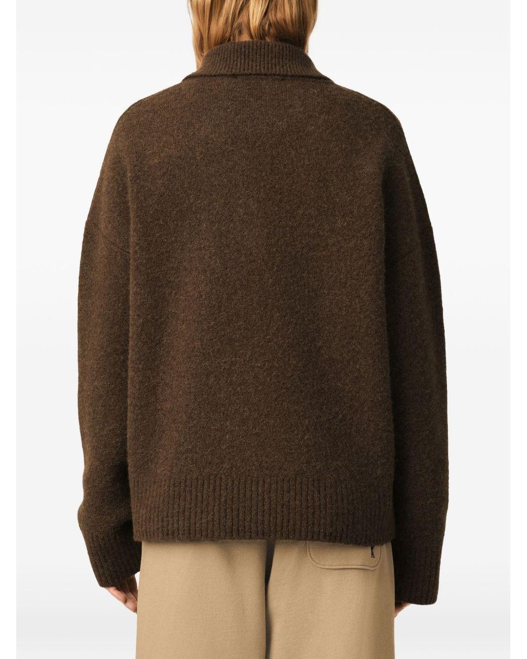 AMI Brown Chocolate Adc Alpaca Polo for men