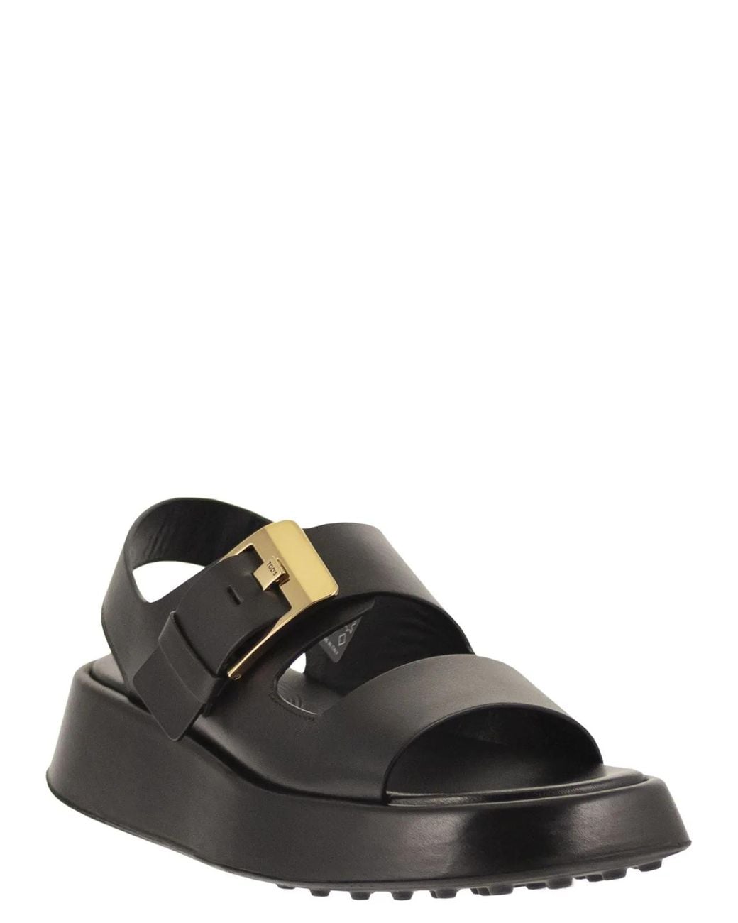 Tod's Black Leather Sandal With Buckle