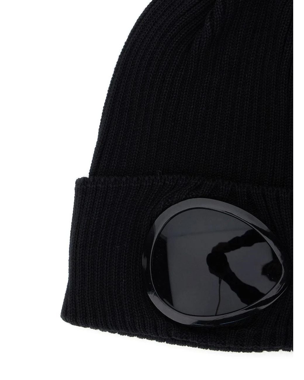 C P Company Black C.P.Company Goggle Rib-Knit Beanie for men