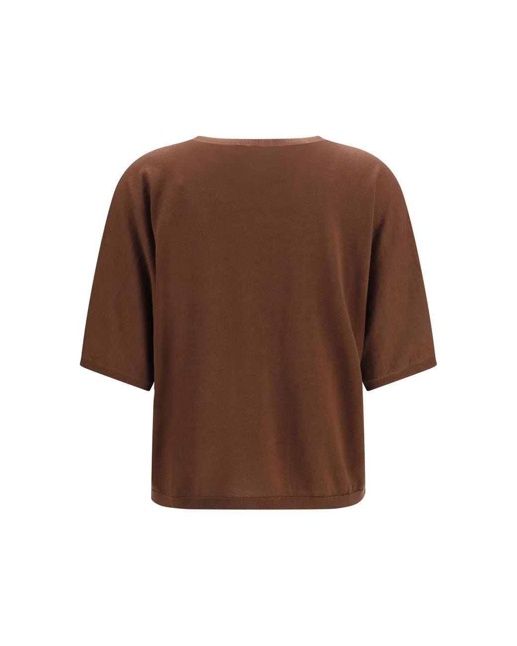 Brunello Cucinelli Brown Short-Sleeve Cashmere And Silk Sweater