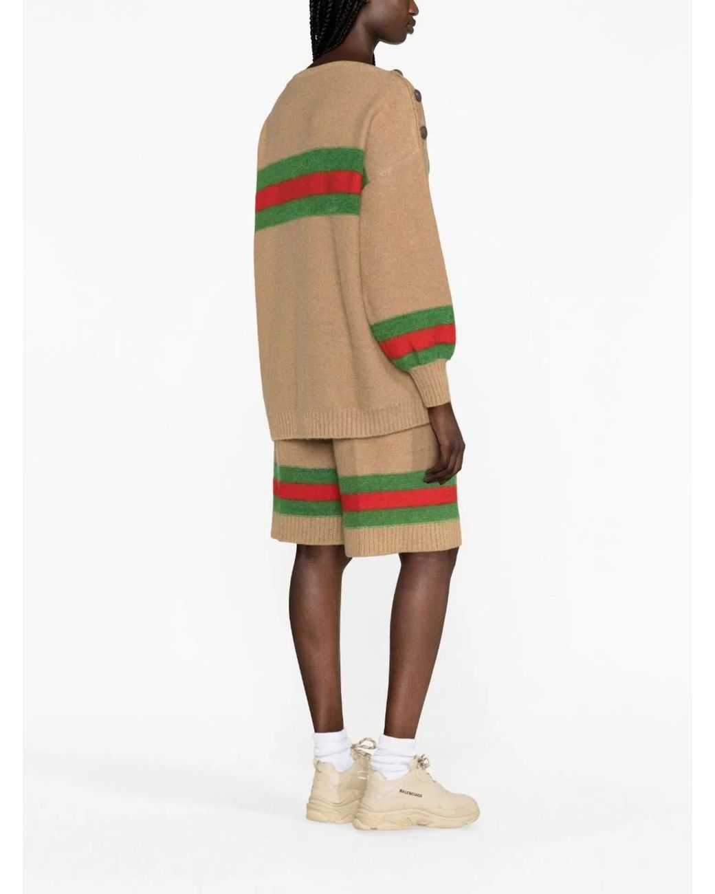 Gucci Green Web Detail Wool Top