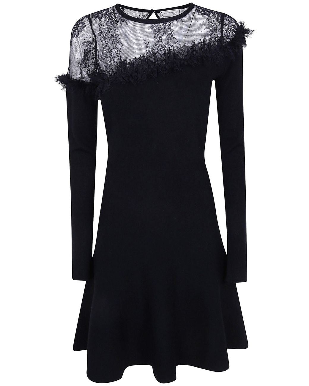 Blumarine Black Wool Dress With Lace