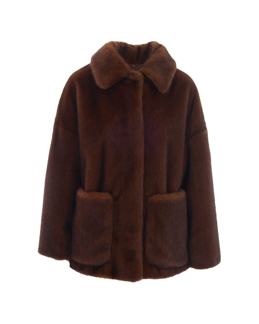 Herno Brown Polyester Faux Fur Bomber