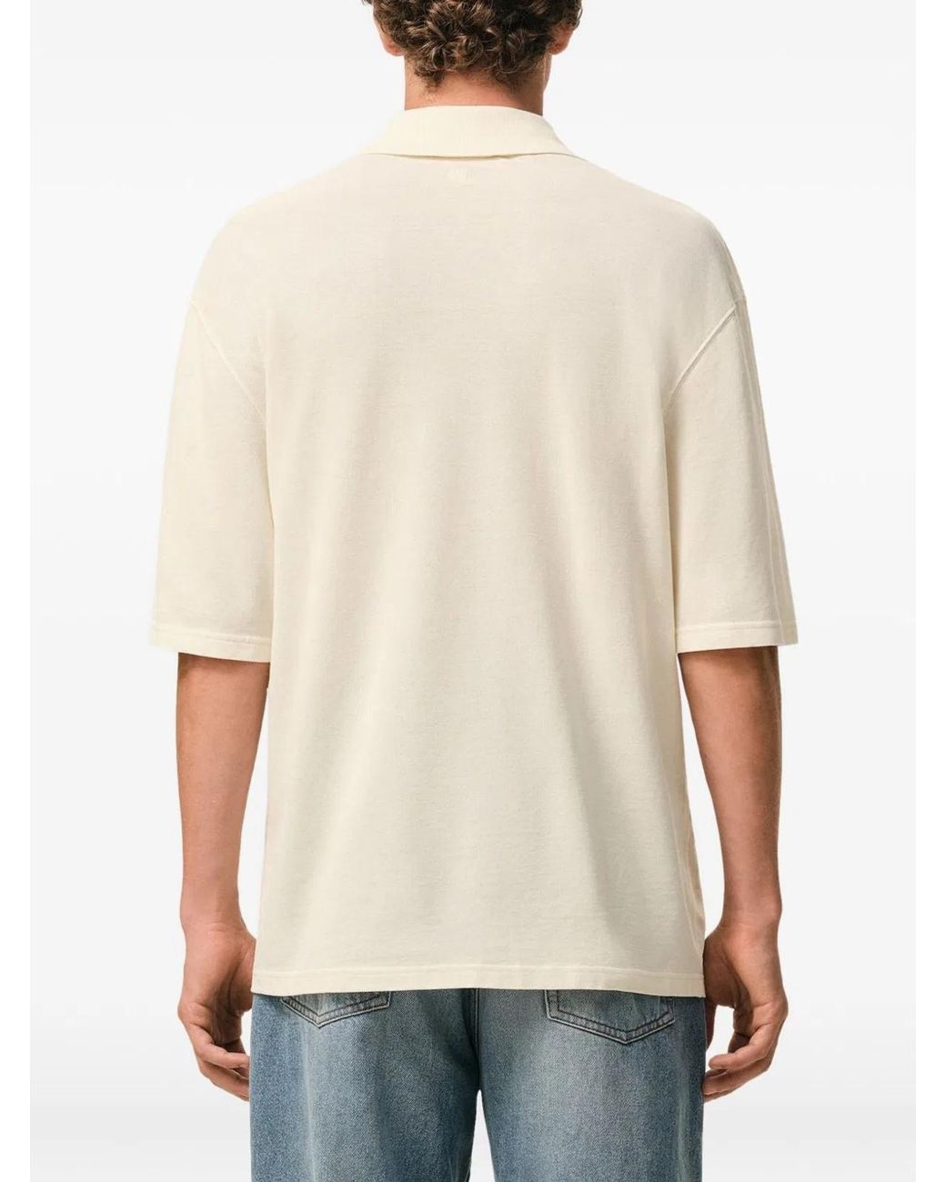 AMI Blue Ami De Coeur Crochet Polo for men