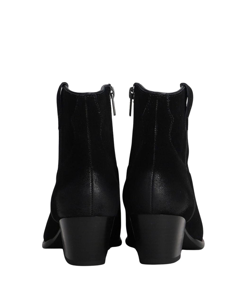 Ash Black Fame Pointed Toe Low Block Heel Leather Boots