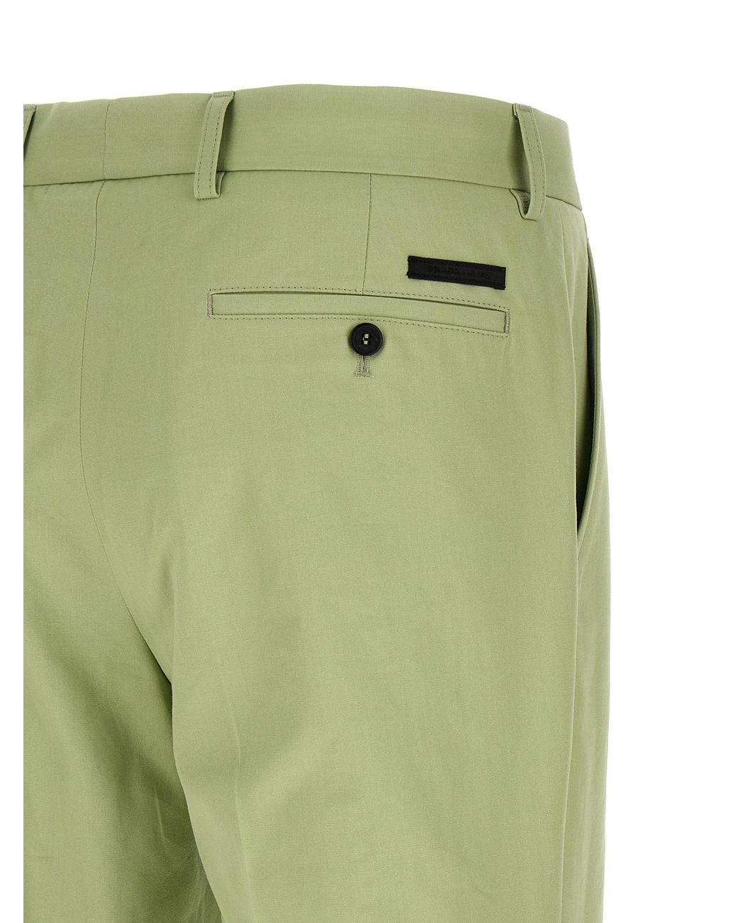 Prada Green Flat Front Trousers for men