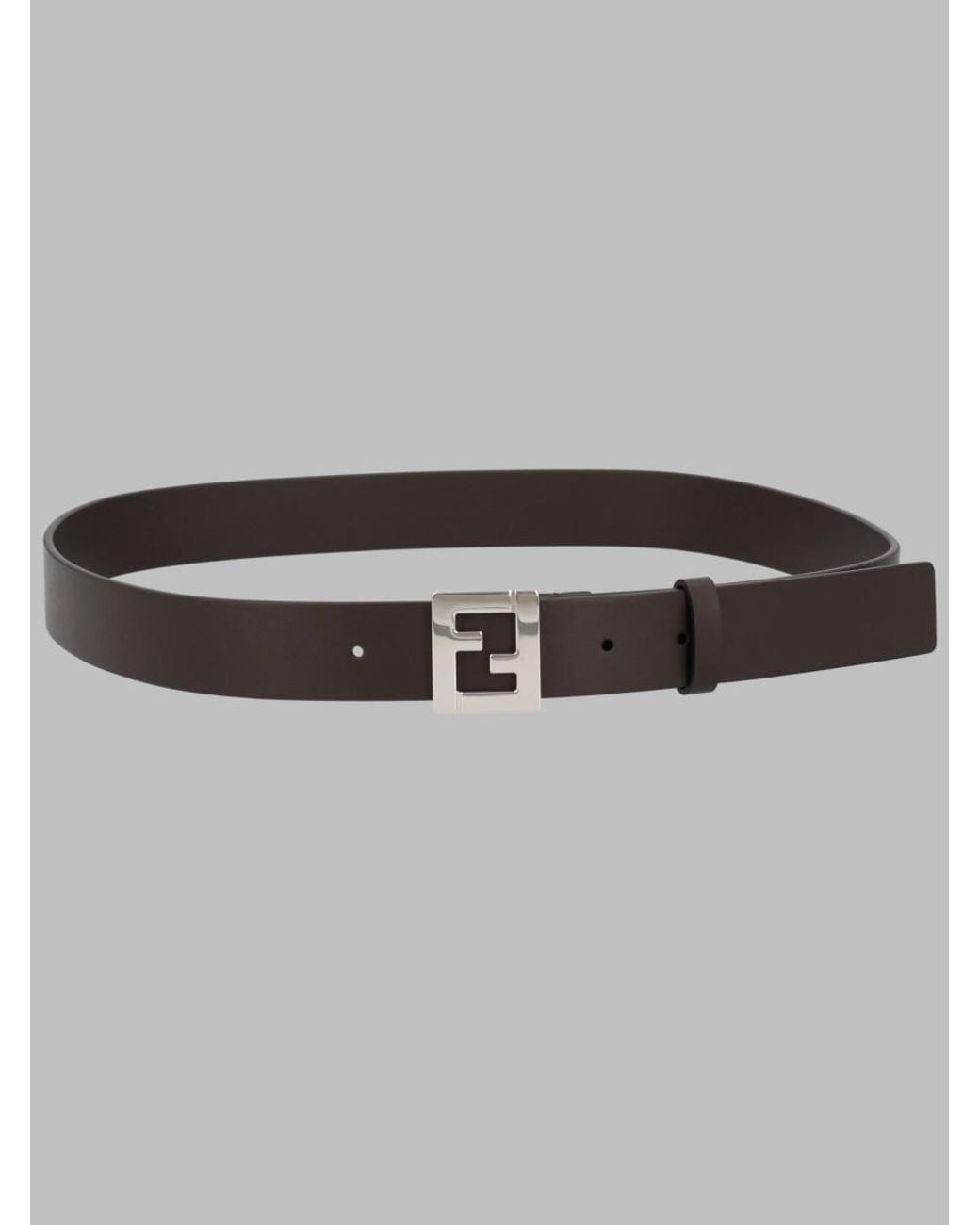 Fendi Gray Leather Belt for men
