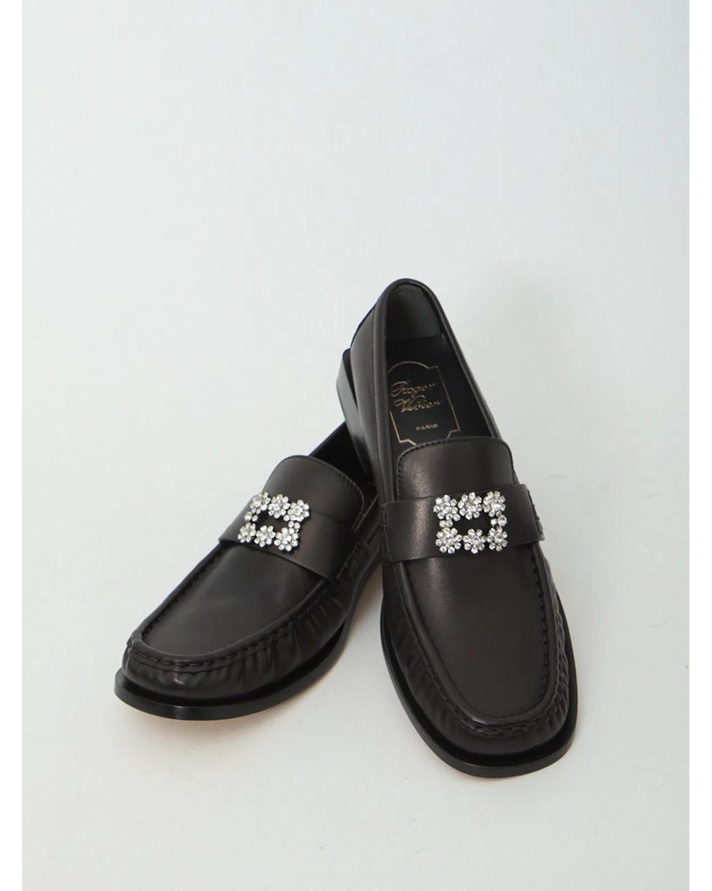 Roger Vivier White Viv' Rangers Leather Loafers