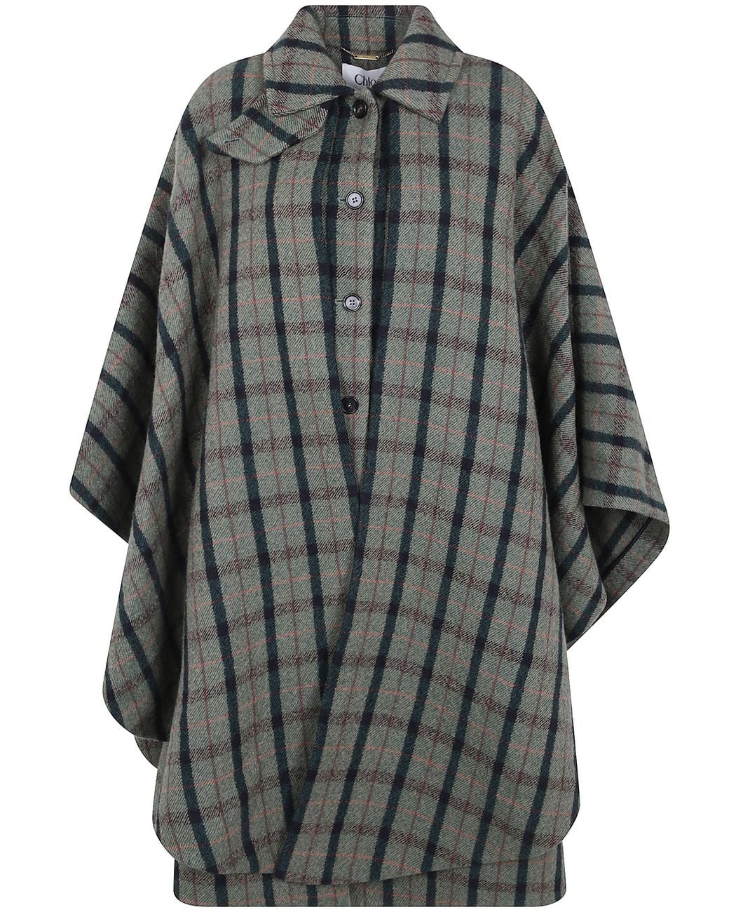 Chloé Gray Check Cape