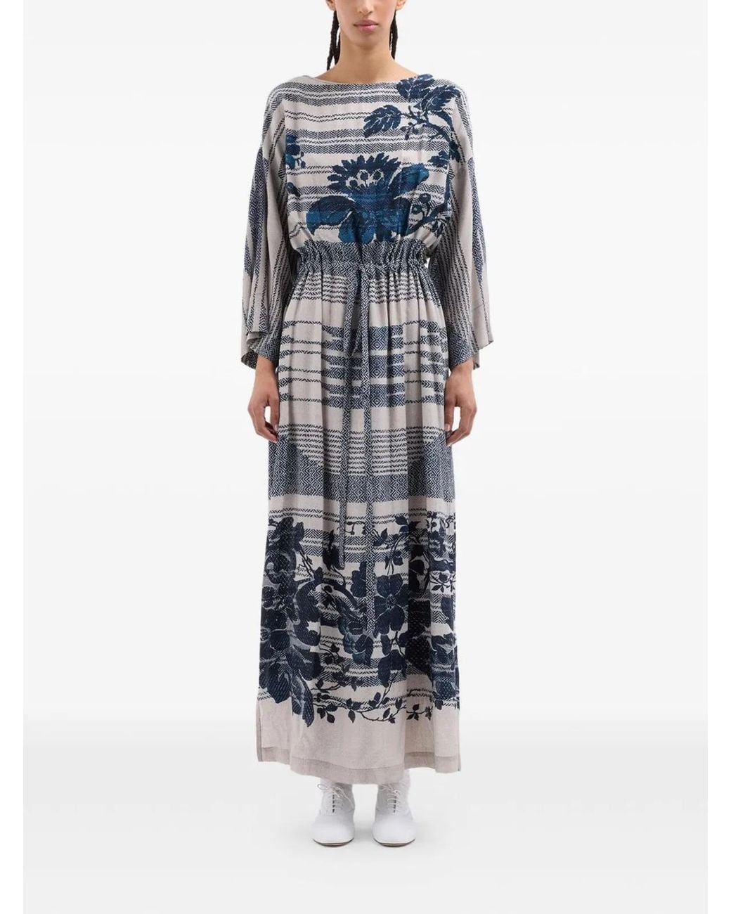 Pierre Louis Mascia Blue Printed Silk Dress