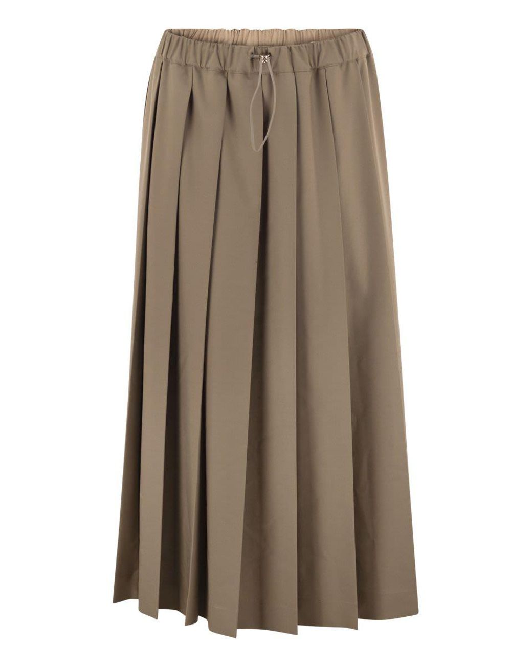 Fabiana Filippi Brown Long Pleated Skirt With Elasticated Waistband