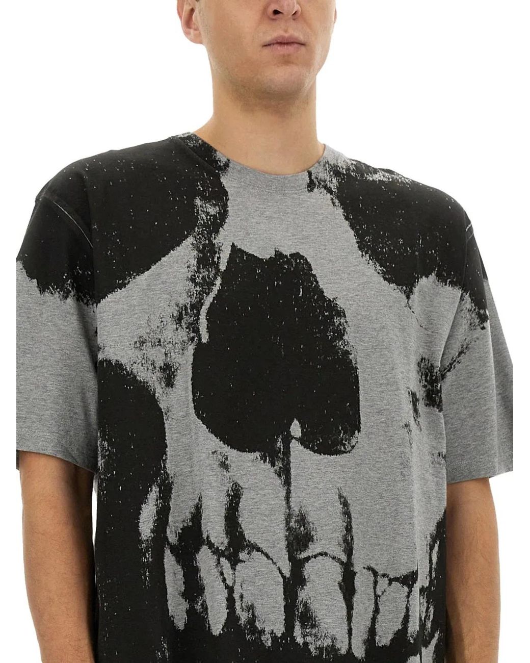 McQueen Black Skull Print T-Shirt for men