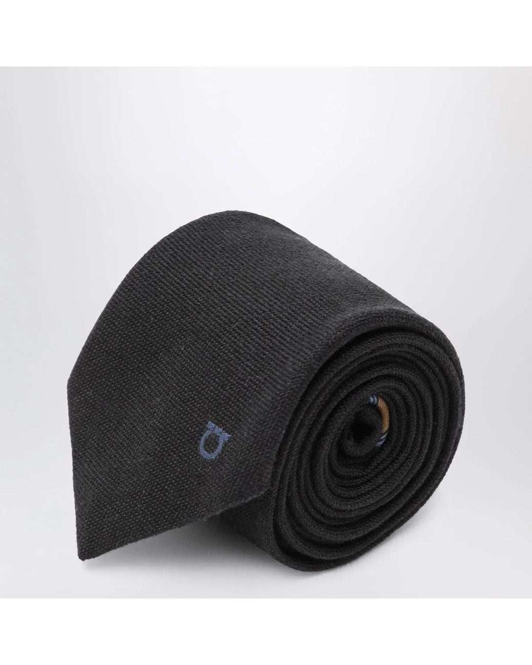 Ferragamo Black Dark Gancini Jacquard Tie for men