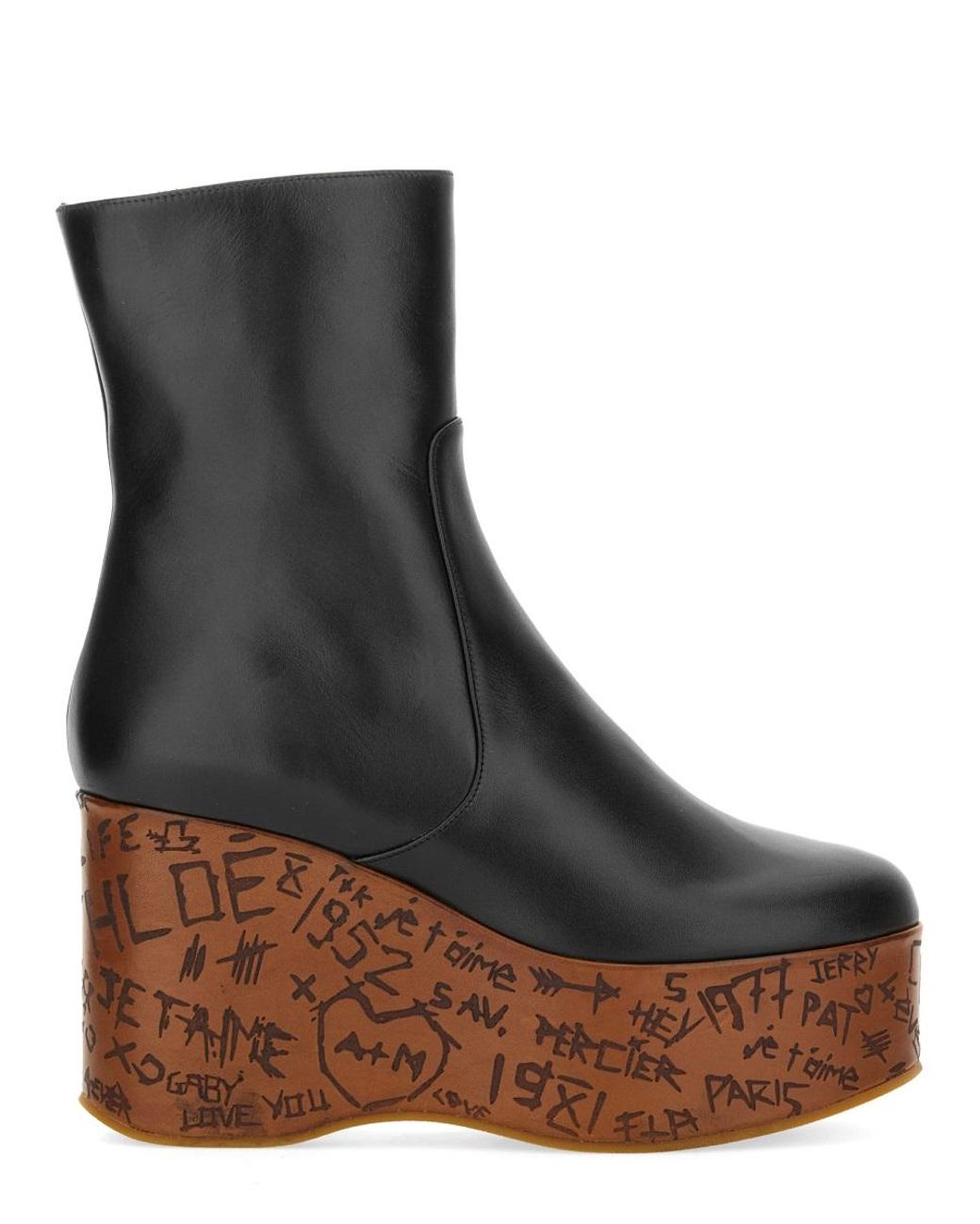 Chloé Black Maxime Wedge Booties