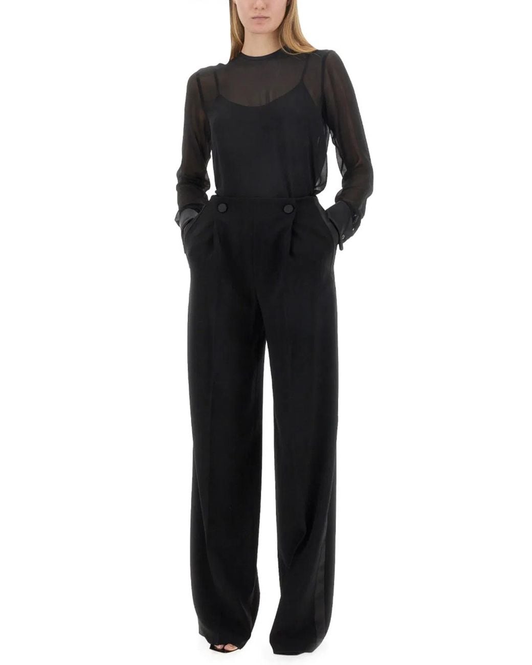 Max Mara Black Regular Pleated Pants