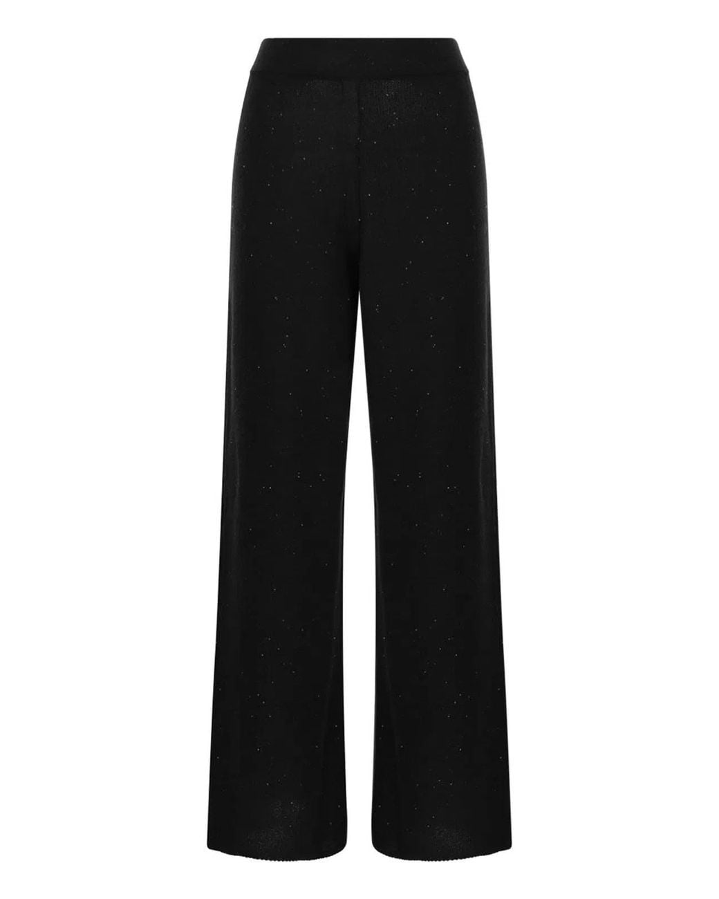 Fabiana Filippi Black Cotton And Linen Trousers With Micro Sequins
