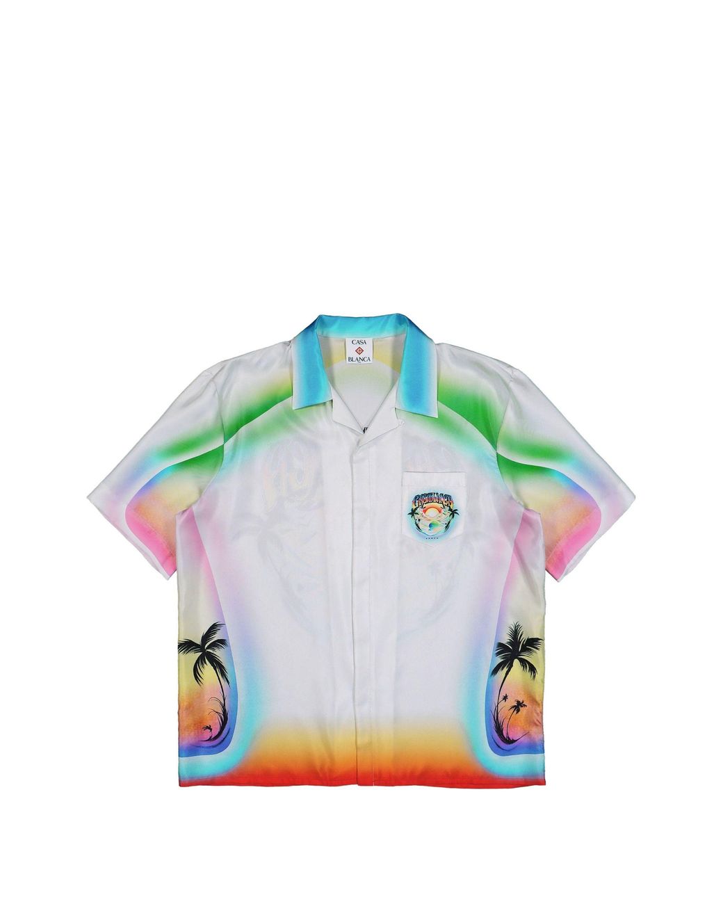 Casablanca Blue Cuban Collar Short-Sleeve Shirt For for men