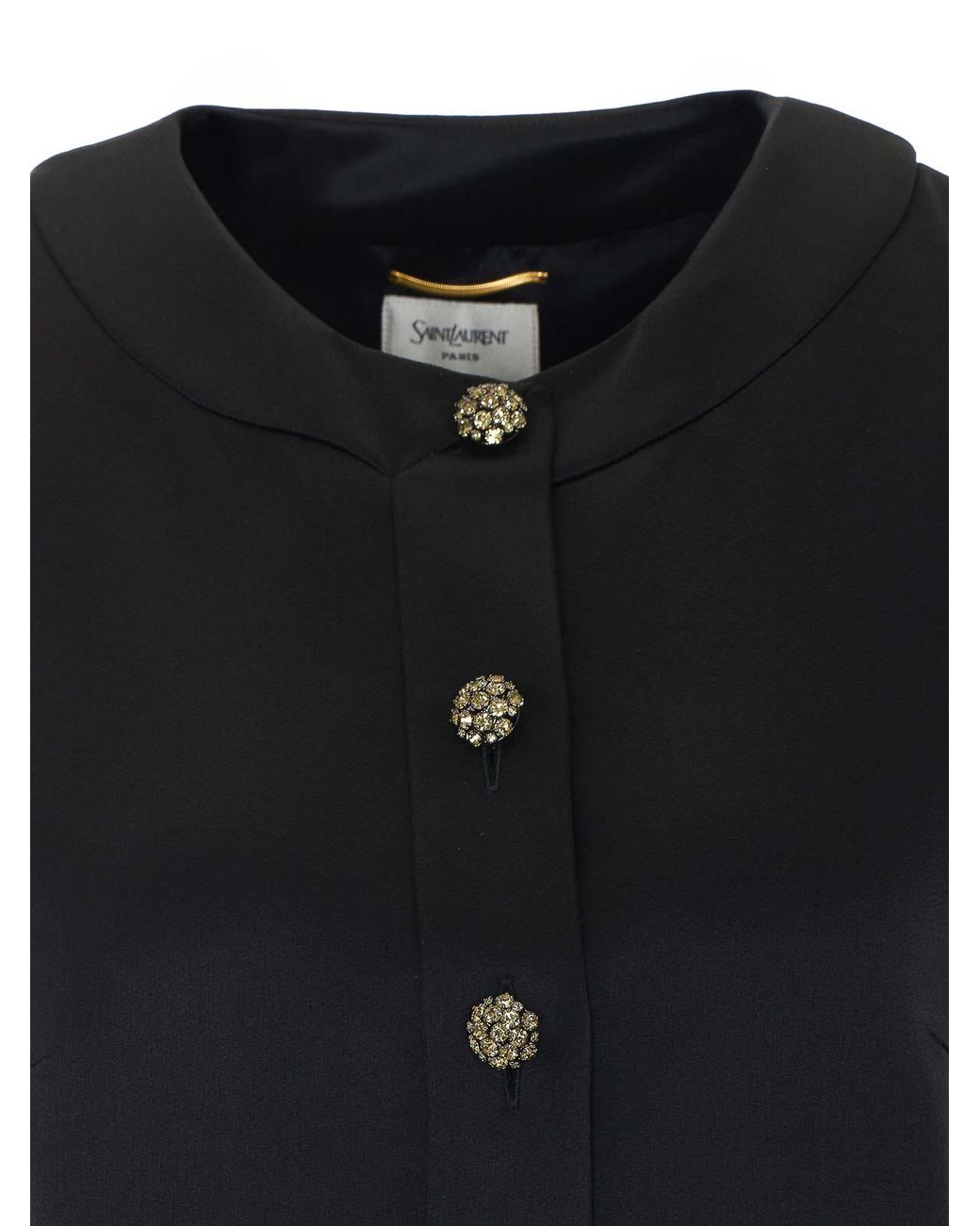 Saint Laurent Black Mini Buttons And Crystals Dress